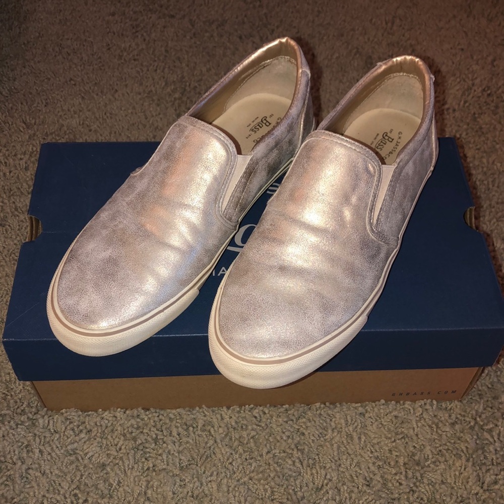 Light gold slide on shoes